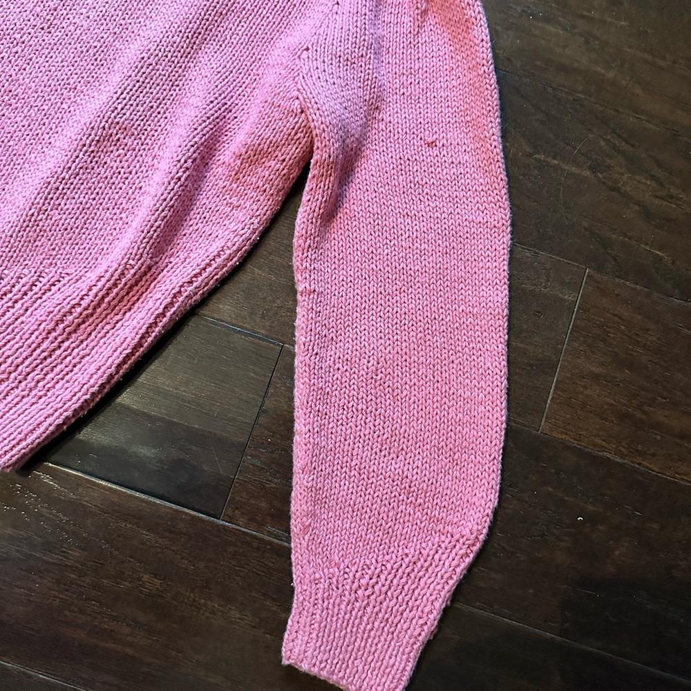 Vintage 80s HAND KNIT Pink Women's Sweater by the eagle’s eye Size L - Picture 4 of 9